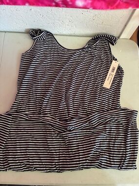 Nautica Black & White Striped Kids One-Piece Romper